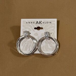 Anne Klein silver drop hoop earrings